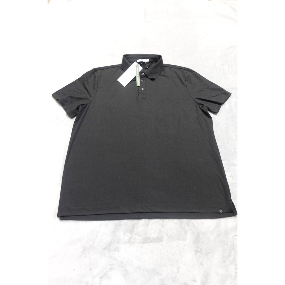 NWT Threads 4 Thought Mens Size Medium Black Short Sleeve Luxe Jersey Polo Shirt